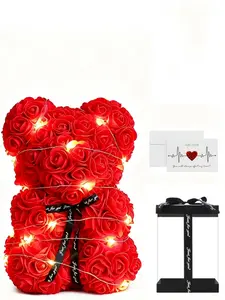Valentine's Day Christmas Rose Bear Gift, High-End Birthday Present for Girlfriend Boyfriend Best Friend, Elegant and Refined Gift Box