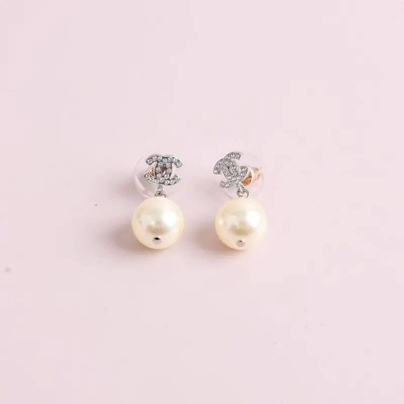 Pre-owned Chanel Classic Diana Crystal Pearl CC Drop Earrings 0515GIA
