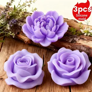 3pcs Silicone Mold Set | 3D Wax Candle Molds for Roses, Peonies, and Bouquet - Ideal for Handmade Gifts, Valentine's, Birthdays, Mother'S Day, Weddings, Housewarming Gifts | Non-Electric, Aesthetic Home Decor, Handmade Crafts, Handicraft