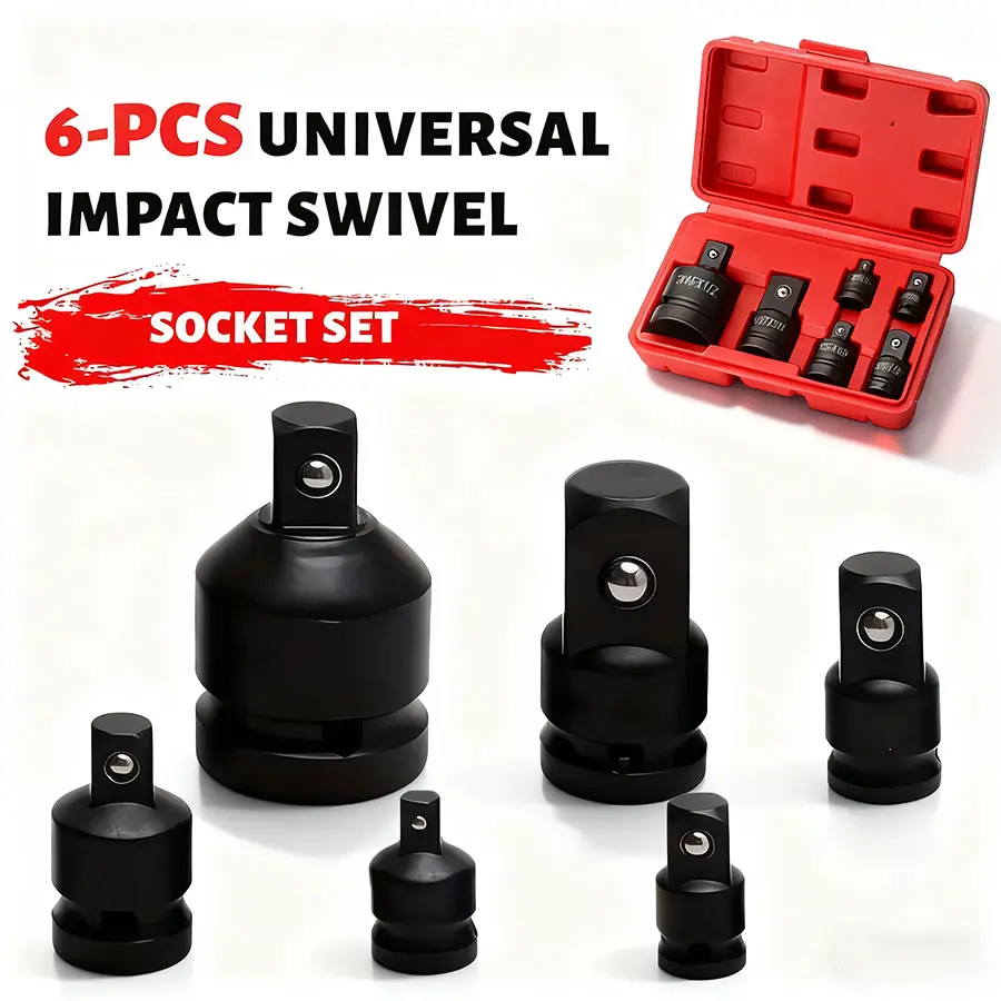 6 Piece Impact Socket Adapter and Reducer Set | 1/4", 3/8", 1/2", 3/4" Cr-V Steel Impact Ratchet/Socket Extension/Conversion Kit for Automotive Maintenance and Construction