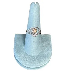 925 two tone Sterling Silver Rose Ring