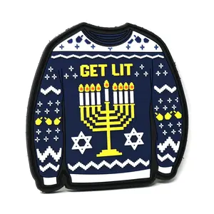 Stinking Patch Co. Get Lit Hanukkah Ugly Sweater PVC Hook and Loop Patch - Holiday Tactical Patch
