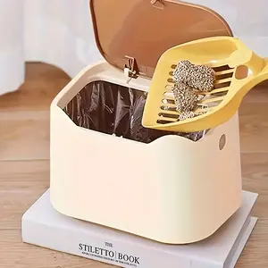 Pet Cat Litter Box Trash Can, Closed Odor-Proof Waste Bin, Press-Type Feces Cleaner, Dura Anti-Bacterial, Space-Saving, Keep Home Clean