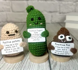 Positive Poo Crochet Emotional Support Gift with Stand, Support Pickle Gifts, Coworker Holiday Gifts