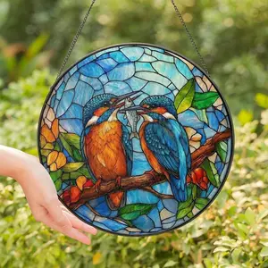 Kingfisher Stained Glass Suncatcher, Kingfisher Window Hanging Ornament, Birthday Gifts