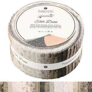 Tinyspool & Co. Star Dune Jelly Roll Fabric Strips 40 Assorted Bundle Soft 100% American Cotton OEKO-TEX Certified for Quilting Crafting Sewing Home Decor Purse Making