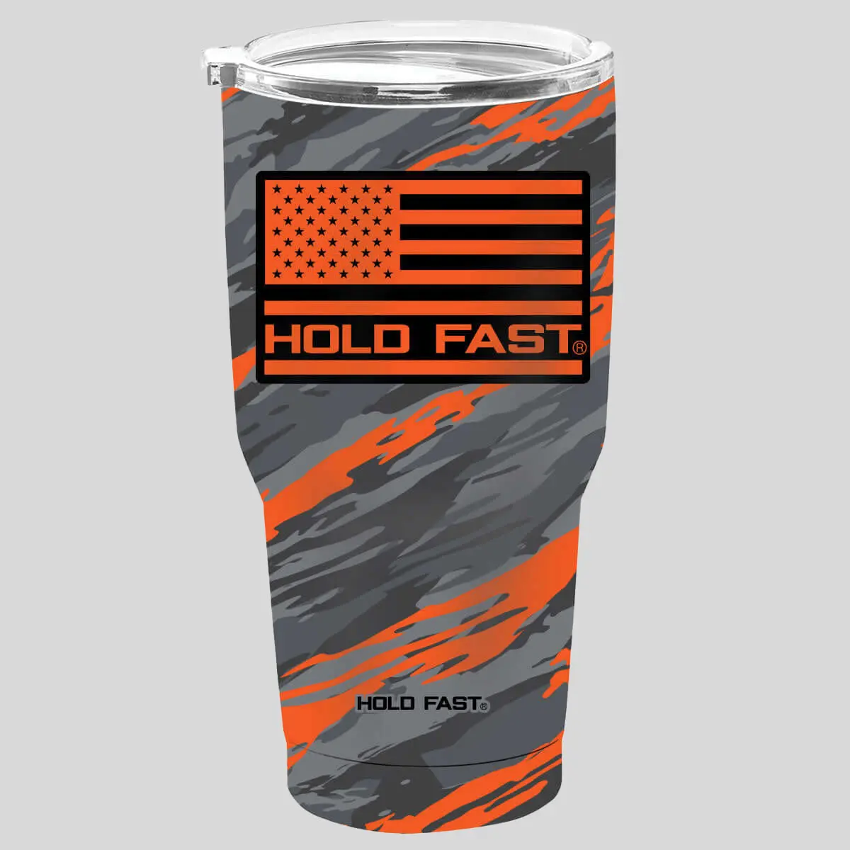 HOLD FAST 30 oz Stainless Steel Tumbler Orange Stripe Camo HOLD FAST 30 oz Stainless Steel Tumbler Orange Stripe Camo