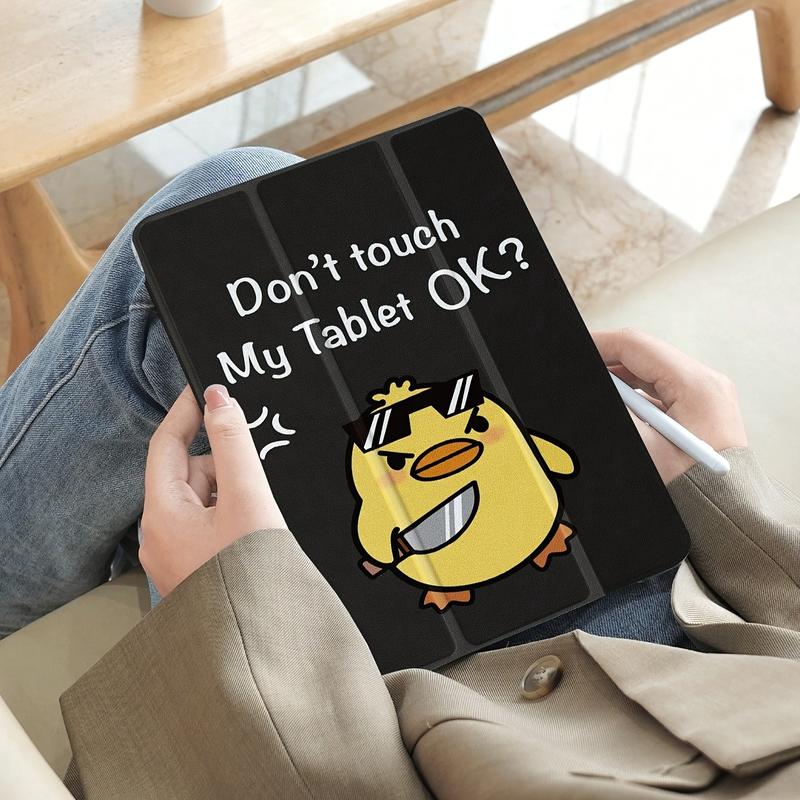 Don't Touch Me Tablet Black Triple Flip Holder Pen Slot Anti-Drop Tablet Case for iPad Air4th/ Air5th (10.9 ") 7/ 8/ 9 th (10.2" 5th Generation/ 6th Generation/ Air1/ Air2 (9.7 "Air3rd (10.5") Pro (11 ") 10th Generation