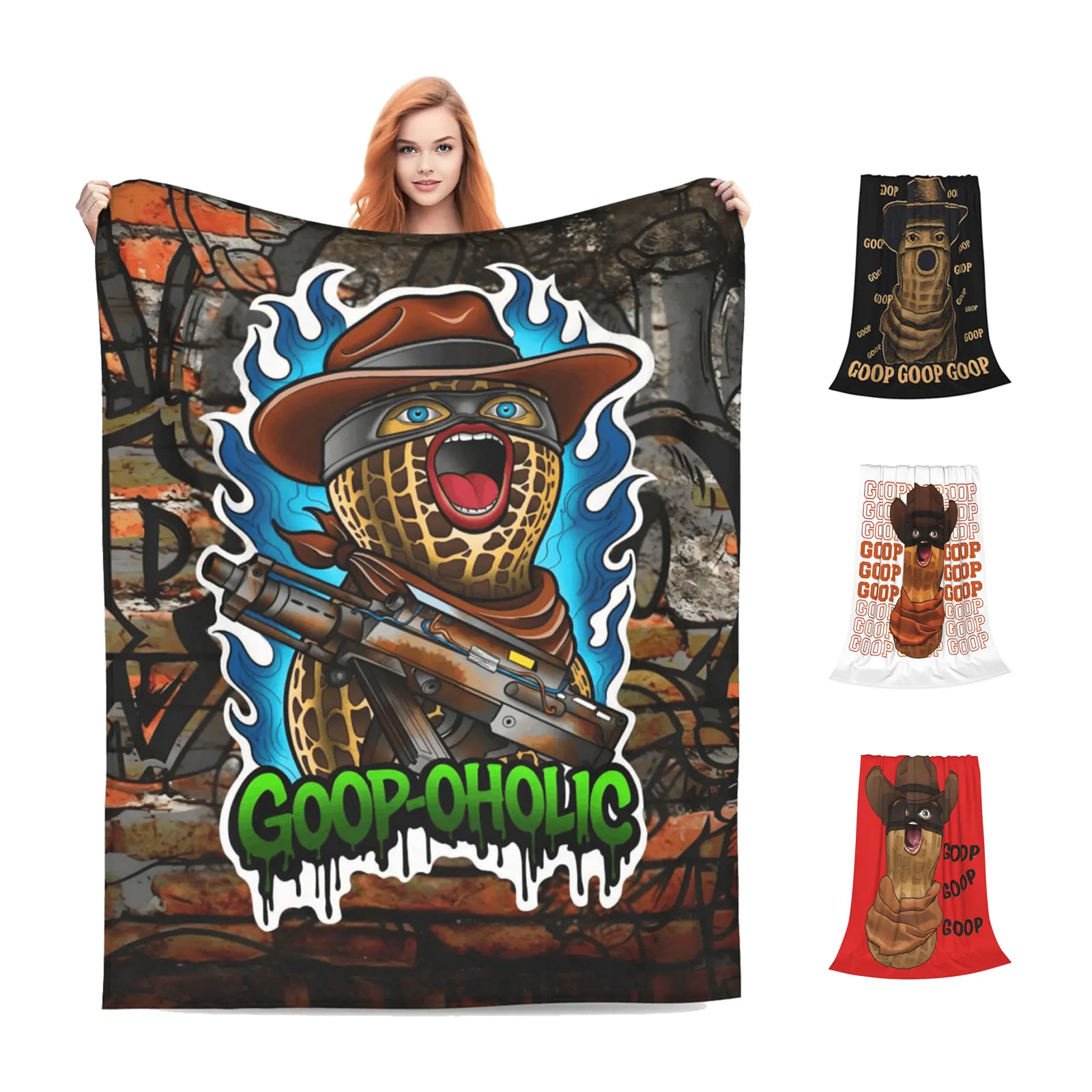 The Burnt Peanut Goop Meme Flannel Blanket Cozy Lightweight Funny Throw Blanket for Couch Sofa Bed Birthday Gift for Men Women Boys Girls