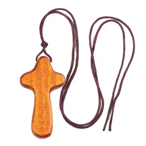 Hand Held Wooden Cross Pendant Necklace Holding Crosses Choker for Men Women