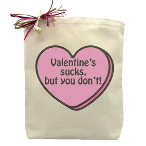 Itsonlynaturalgifts Personalized Pink Candy Heart Gift Tote with Unique Valentine's Sucks Design for Special Occasions