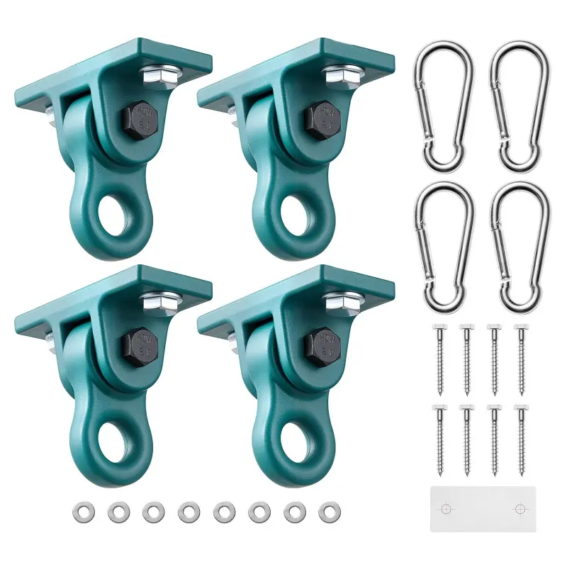 VEVOR Durable Swing Hanger Hook Set, 4-Pack Heavy Duty Swing Brackets Hanging Mount, 5000 lbs Capacity, Multifunctional Aluminum Alloy, Smooth Dual Bearing, Included Screws & Bolts, for Playground Porch Indoor Use