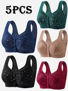 Women's Floral Print Push Up Bra, Soft Comfortable Breathable Bra, Women's Lingerie for All Seasons