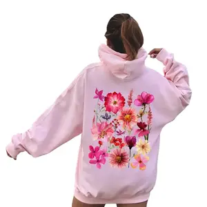Flower Dandy Hoodie, Vibrant Pressed Flower Hoodie, Women Y2K Graphic Print Hoodies, Gift For Lover Flower