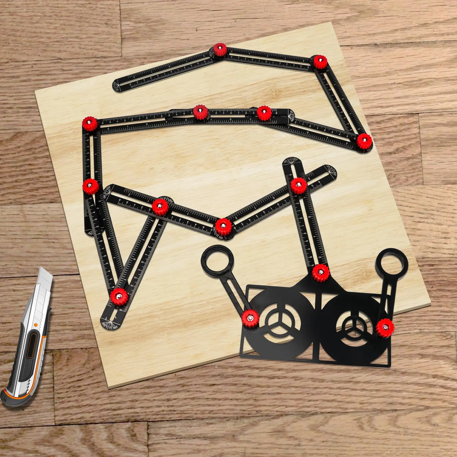 Aluminum Alloy Angle Ruler (1 Count), Precise Angle Finder Measuring Tool, Multi Angle Measuring Ruler, Tile Drill Guide Template Tool, Hardware, Tile