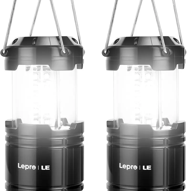 LEPRO High Lumen LED Camping Lantern - 190 Lumens Battery-Powered, Compact Collapsible, IPX4 Waterproof Portable Outdoor Emergency Accessory for Blackouts, Hiking