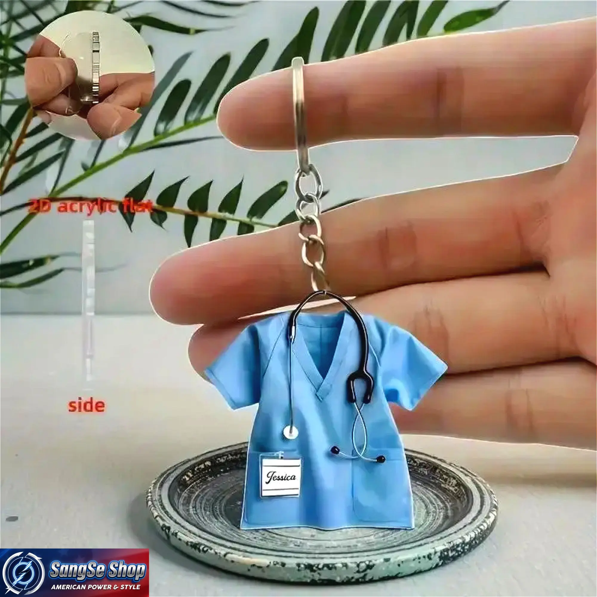 2-Piece Nurse Keychain Accessories, Acrylic Uniform & Stethoscope Pendants in Pink & Blue, Graduation Gift for Medical Staff & Students