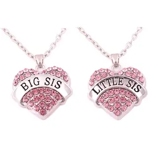Charm.L Grace Crystal Heart Necklaces Set Mom Big Sis Middle Lil Sister