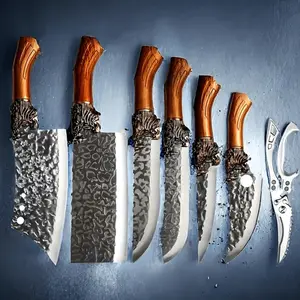 7 pieces of durable stainless steel kitchen knife set, high quality sharp blade, for home kitchen meat, vegetable cutting, easy to clean multi-functional kitchen knife, kitchen tools for food contact