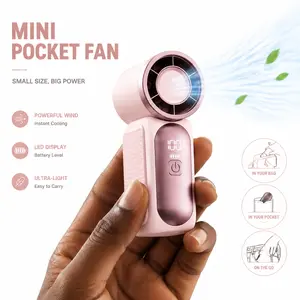 Mini Handheld Pocket Fan – 6-Speed USB Fan with LED Display, Ultra-Portable High-Speed Cooling for Travel, Makeup, Outdoors, Perfect Gift for Women