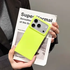 Eye-Catching Neon Yellow Square Protective Case | 2-Side IMD Full Shockproof | Fits iPhone 17 16 15 14 Pro Max