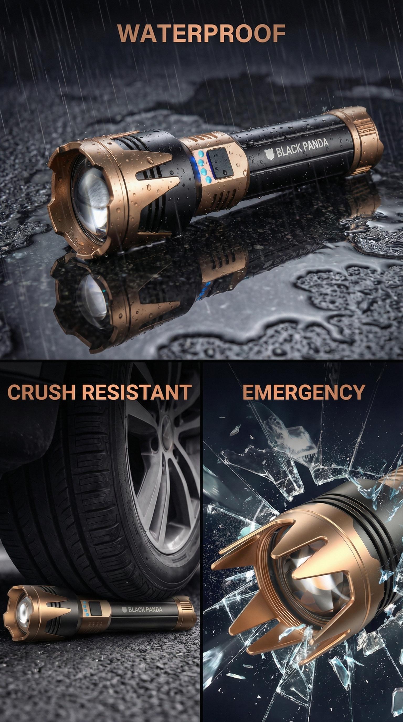 BlackPanda Viral Super Bright LED Flashlight Rechargeable, water resistant, High Lumens Torch Light for Camping & Emergency