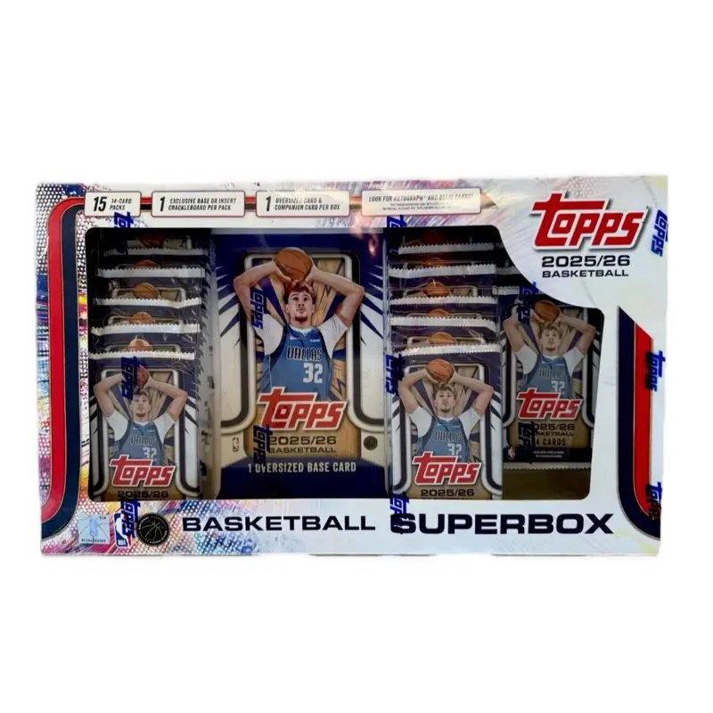 Topps 2025-26 Basketball Superbox Trading Cards - Collectibles, 15 Factory-Sealed Packs, 212 Cards (Including Autos & Relics); No Cancellations/Refunds Post-Opening, 15 Packs