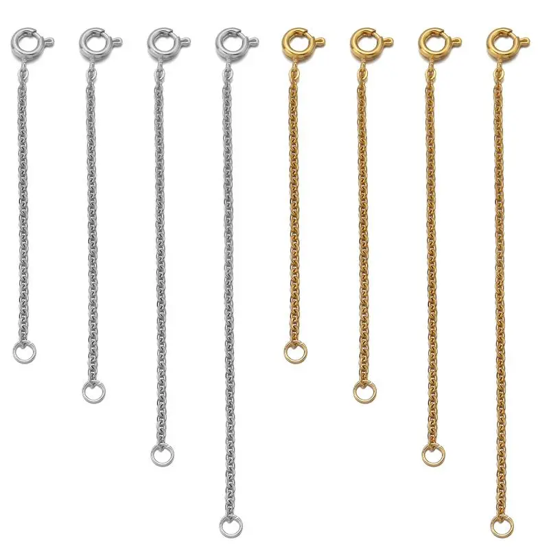 4-8pcs Stainless Steel Extended Chains For Necklace Extension Chain For Jewelry Making Supplies Findings With Lobster Clasps