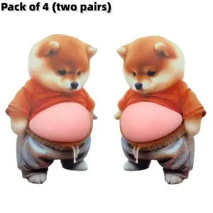 Two Pairs Fun Cat Dog Anti-Collision Stickers, Cute Plush Pet Stickers, Funny 3D Stickers, Lucky Cat Squeeze Stickers