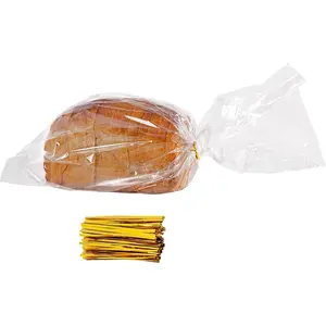 Plastic Bread Bags for Homemade Bread - Clear Bags with Twist Ties - Airtight, -Free Storage - Ideal for Loaf, Sandwich & Artisan Bread - For  Bakers & Bakery Owners (50)