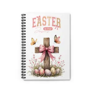 Easter Is For Jesus Spiral Notebook — Floral Cross & Easter Eggs Ruled Journal