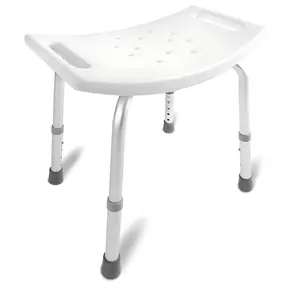 Shower Bath Chair, Adjustable Height, 300 lbs Weight Capacity, Non-Slip Aluminum Bath Seat, Tool-Free Assembly, 13" x 21" Seat, 15-20" Height Range, White