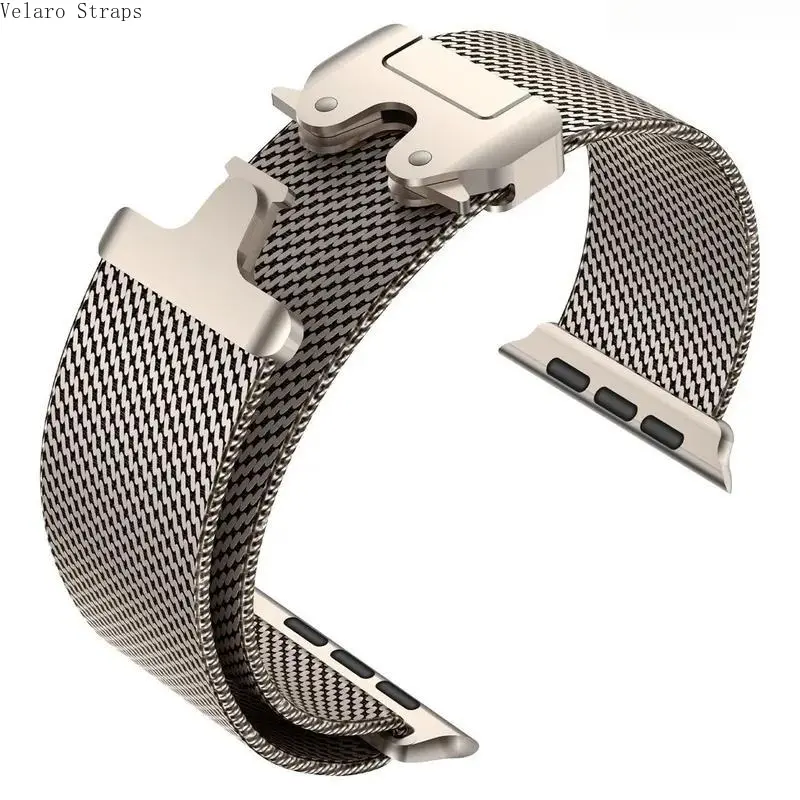 Titanium Milanese Loop Watch Band with Secure Buckle, Compatible with Apple Watch Ultra 2 49mm, Series 5–10