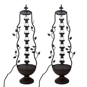 42" Water Fountain 7-Tiers Outdoor Indoor Floor Standing Waterfall Metal Water Flow for Patio Yard Porch Garden Home Decor