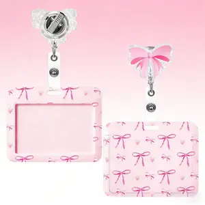 1pc Pink Bow Coquette Badge Set | Cute ID Holder for Nurses & Teachers