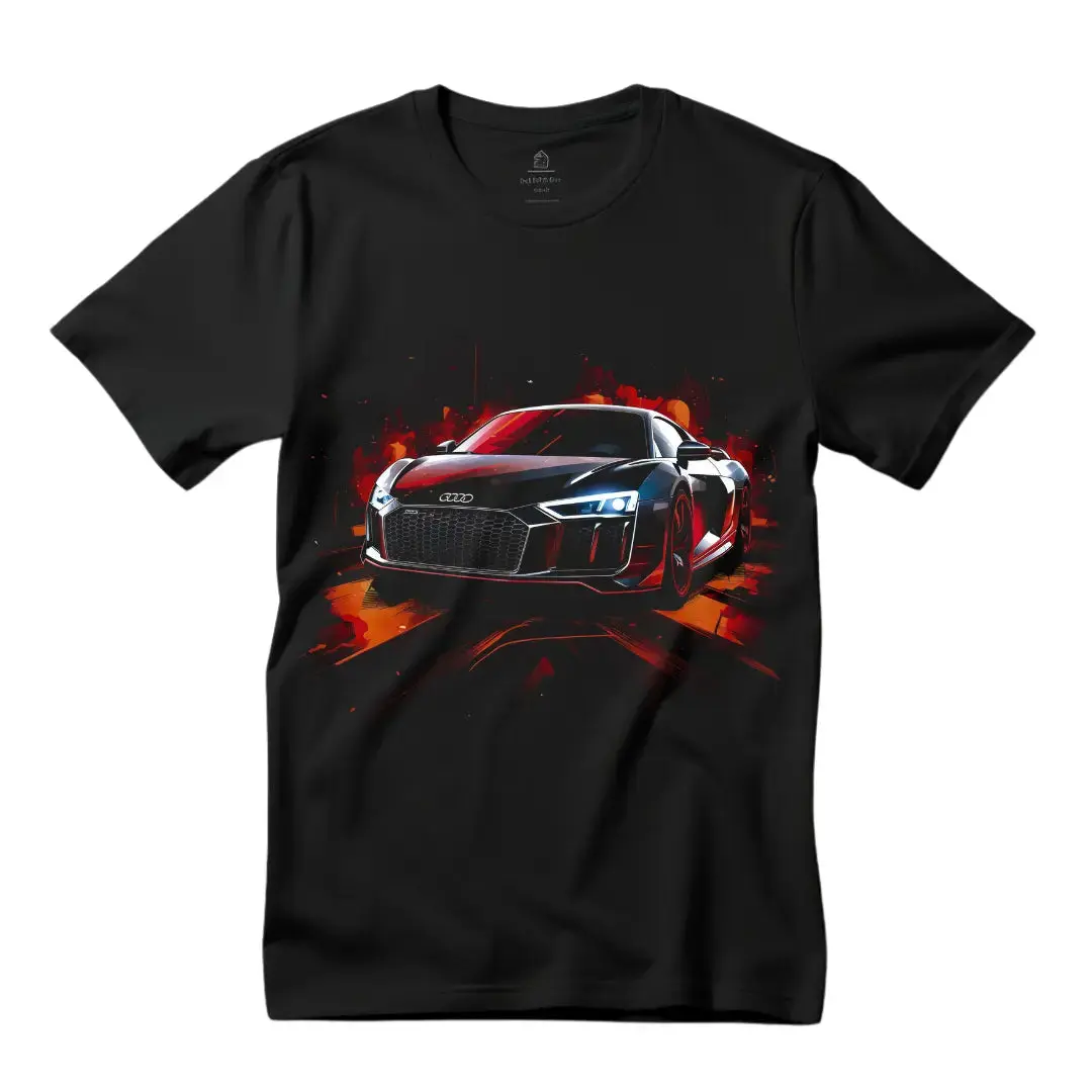 Audi Women's Short-Sleeve Round Neck T-Shirt - Automotive Print Car Graphic Casual Streetwear Top for Daily Wear, Shortsleeve, Tshirt