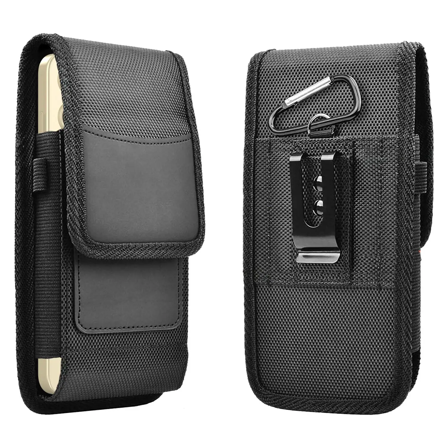 Vertical Double Layer Cell Phone Holster for 5.5-6.9 inch Phones with Belt Clip Card Holder Oxford Cloth & Mountaineering Buckle– Father's Day Gift travelessentials