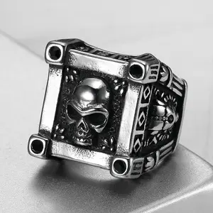 316 Stainless Steel Men's Skull Ring, European and American Gothic Rock Style, Gothic Punk Style Ring