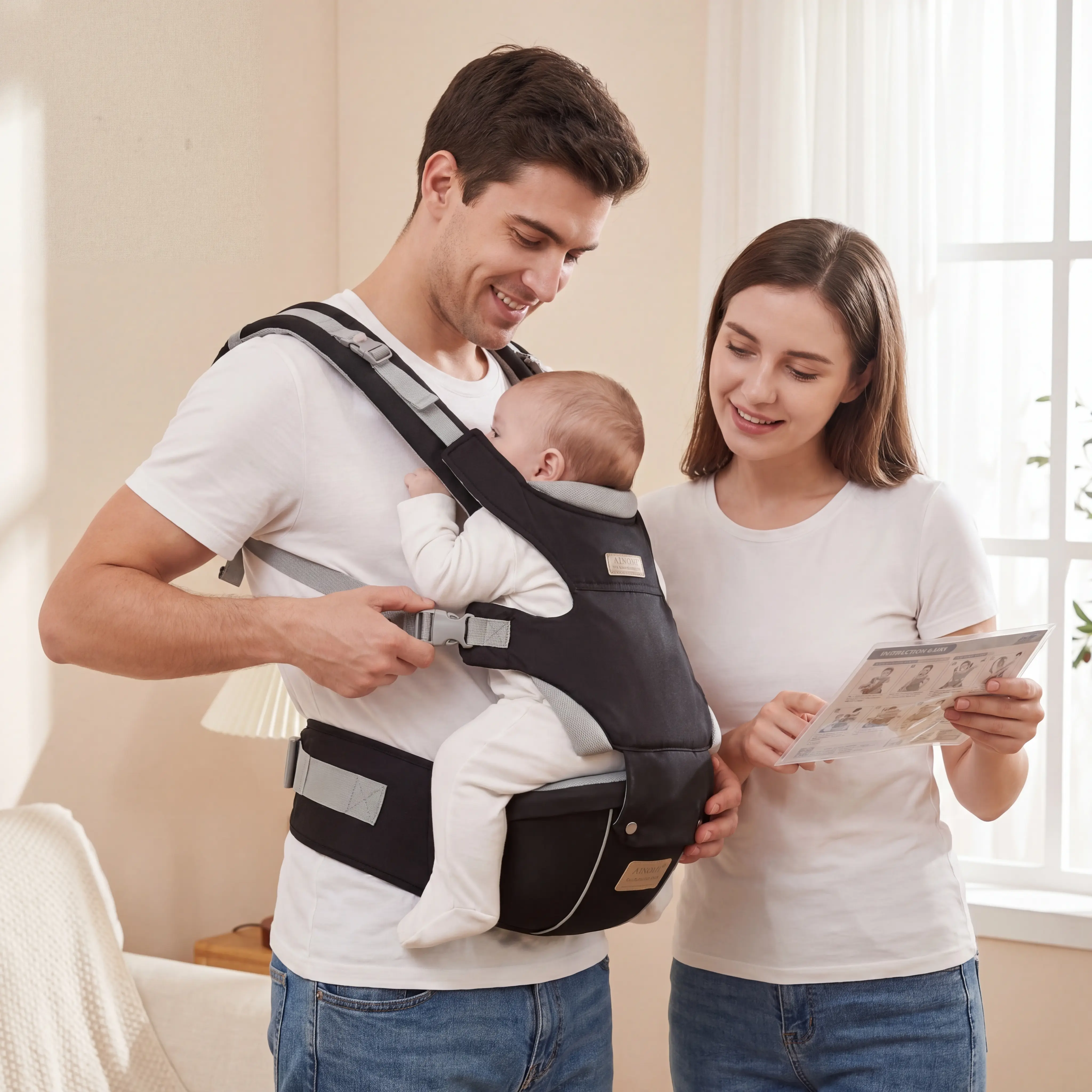 Unisex 4 -in-1 Front-Back Baby Carrier, Soft Structured Harnesswith Adjustable Straps & Waist Stool Sling, LightweightPortable Ergonomic Design for Newborns-Infants, Essential forOutings，MomLife，baby essentials，Multi-position baby sling carrier  cozy