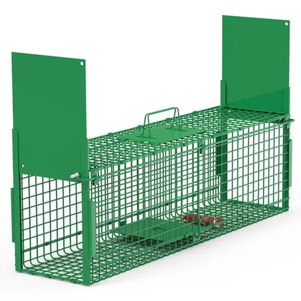 40-in Humane Galvanized Iron Double-Door Capture Cage for Raccoon/Armadillo (Under 18 lbs), Rust-Resistant, Easy to Install, Year-Round Usable, Ideal for Gardeners, Small Animal Habitat