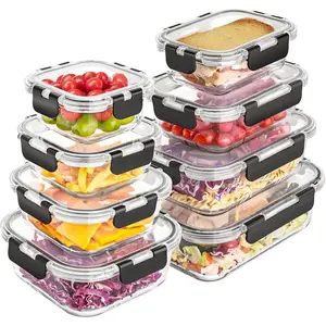 8 Pack Glass Food Storage Containers with Lids, Meal Prep Containers, Airtight Bento Boxes with Leak Proof Locking for Microwave, Oven, Freezer and Dishwasher, BPA Free