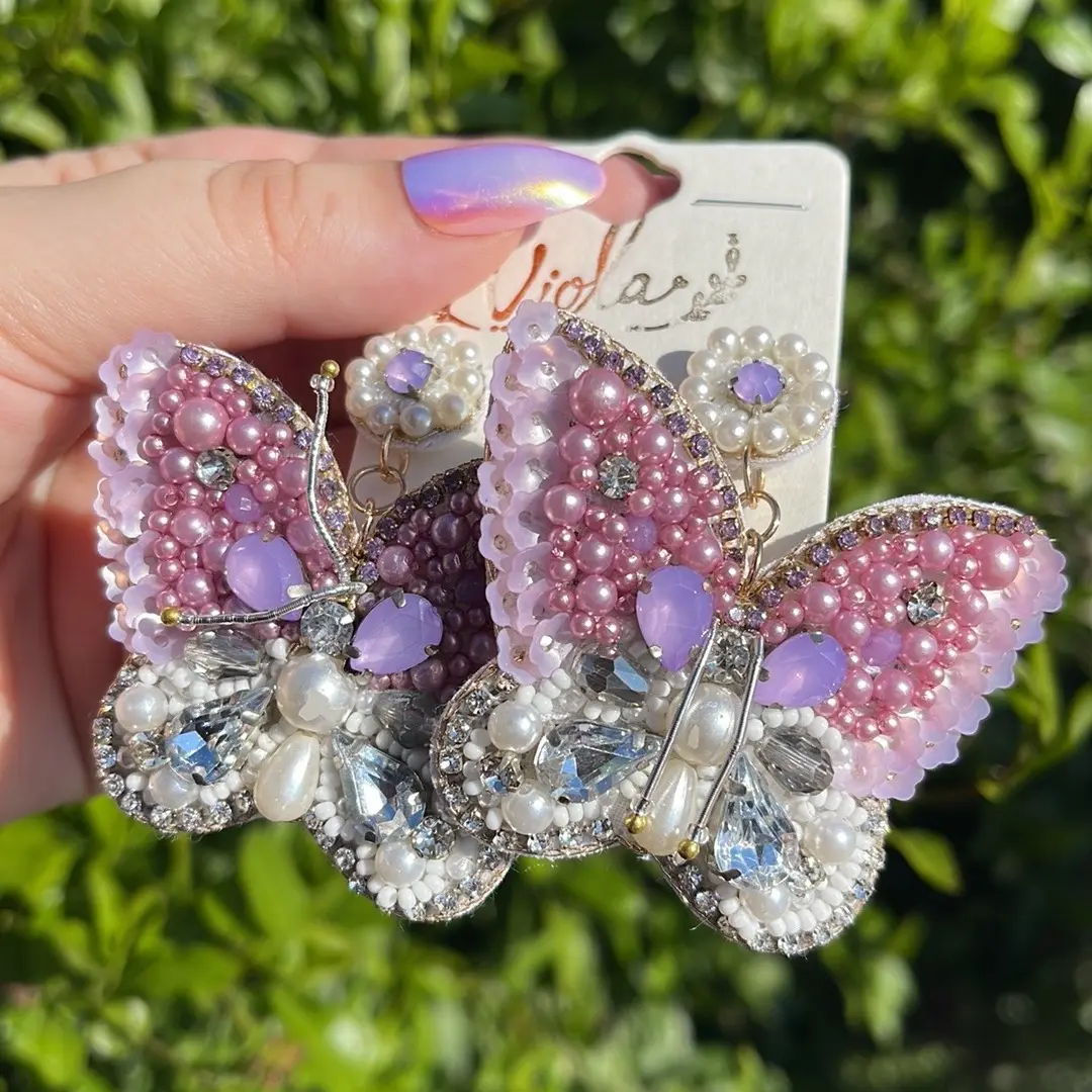 Butterfly beaded earrings