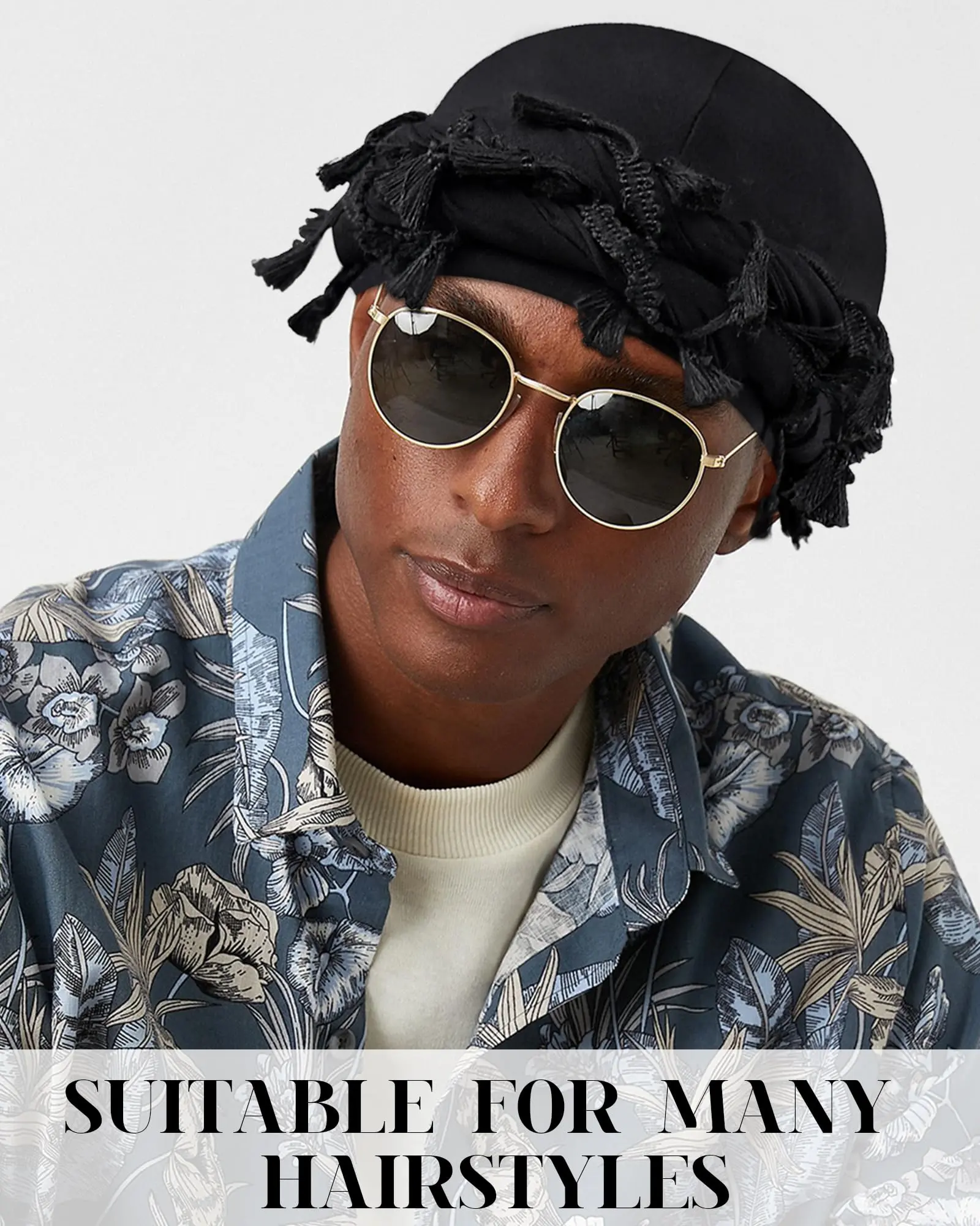 Men's Turban with Tassel Ethnic Durag Head Wrap for Stylish