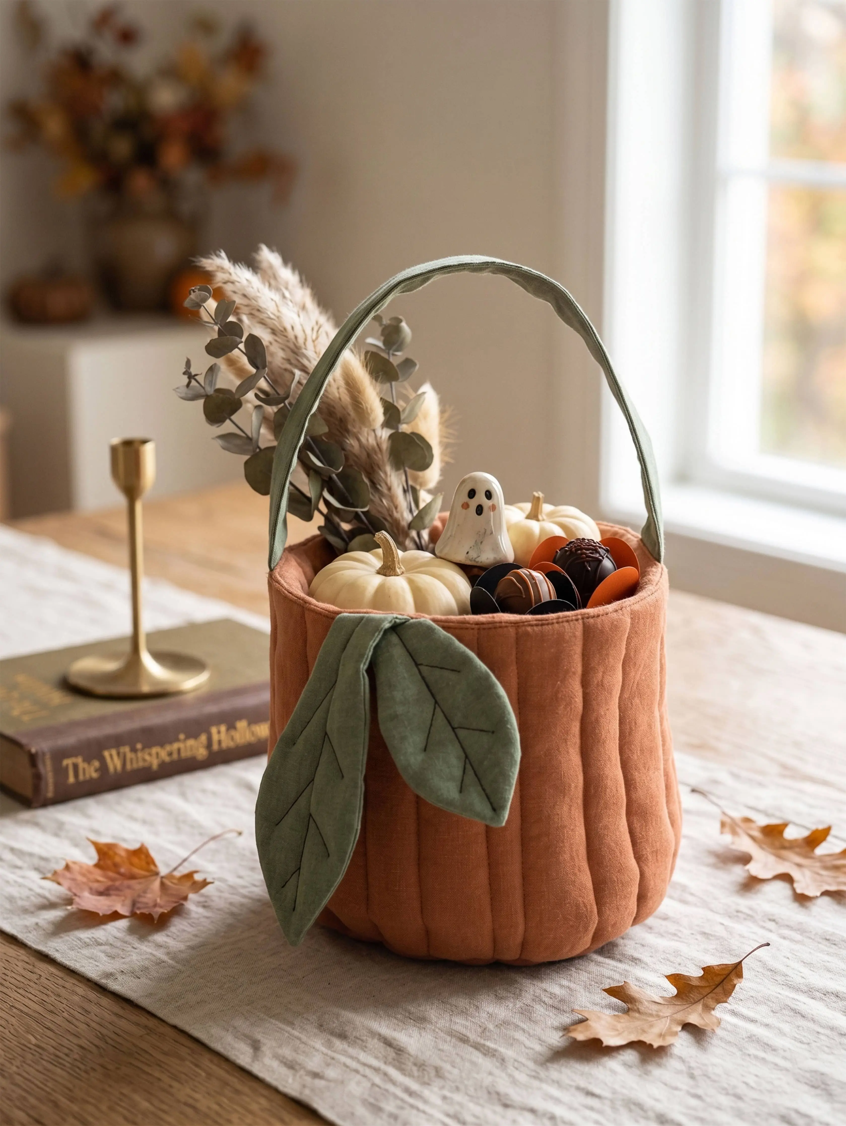 Pumpkin Basket | Quilted Storage Basket | Halloween Basket