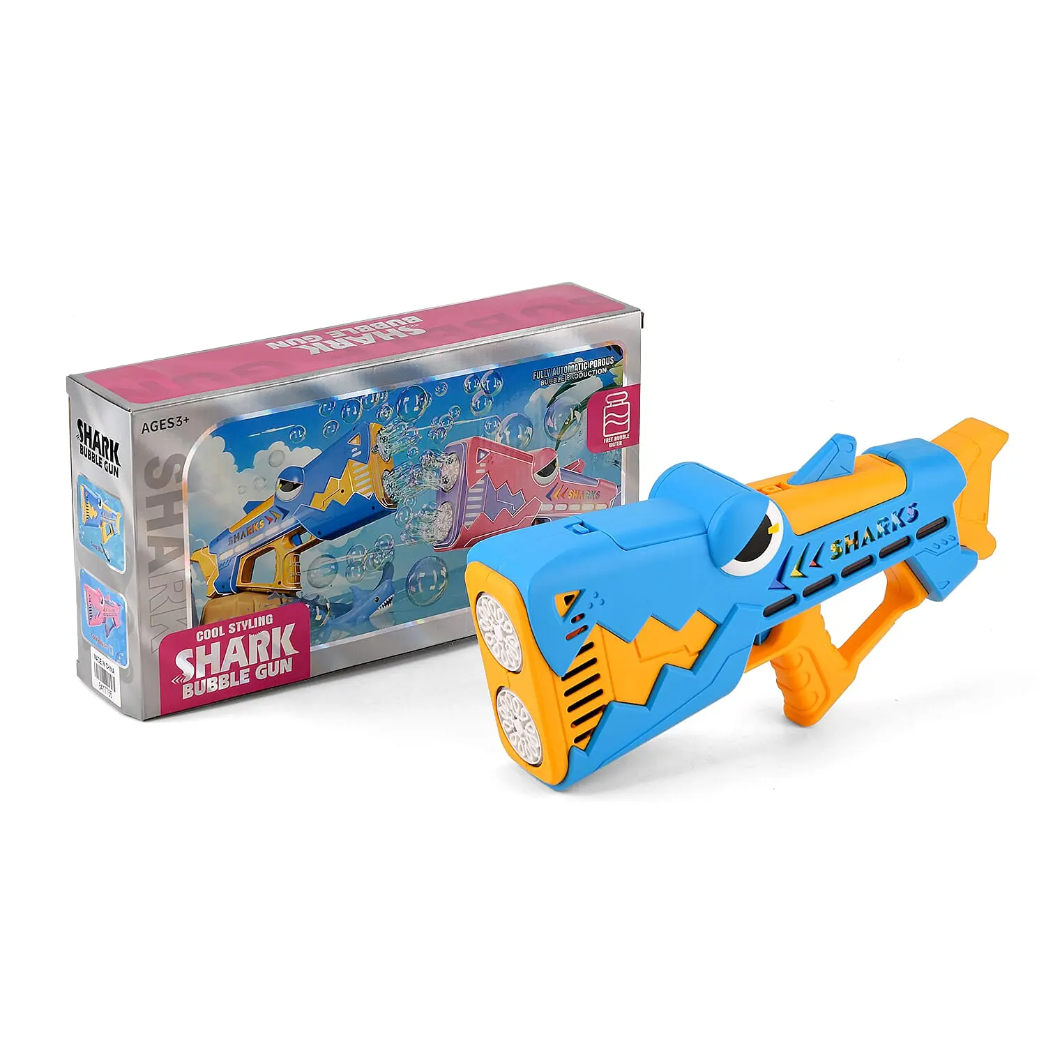 Blue Shark Bubble Blaster Toy (Includes 2/90ml Bubble Refills)