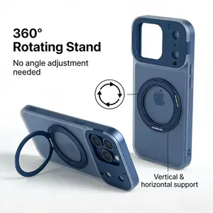 Phone case with bracket and fill light, suitable for iPhone 17 Pro Max new model, iPhone 16 Pro transparent shockproof, air minimalist style, 15PM couple style, 14men and women protective cover, high-end and simple design