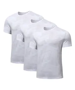 Arjen Kroos Men's Camouflage Jacquard Mesh Performance T-Shirt Ice Silk Moisture-Wicking Active Undershirt 3 Pack
