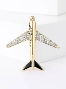 Fashion Elegant Rhinestone Airplane Brooch, Versatile Trendy Pin for Collars Bags Jackets, Unique Gift Idea, Fashion Accessory