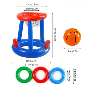 Inflatable Pool Ring Toss Game, Kiddie Inflatable, Indoor Holiday Fun Or Outdoor Pool Game for Adults & Family, Inflatable Pool Raft, Swimming Pool Set, Water Pool Toss Game with 4 Rings, Rubber Toys, Inflatable Floater