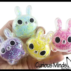 4 Bunny Fidget Balls - Air and Styrofoam Bead Filled Squeeze Stress Balls  -  Sensory, Stress, Fidget Toy Super Soft